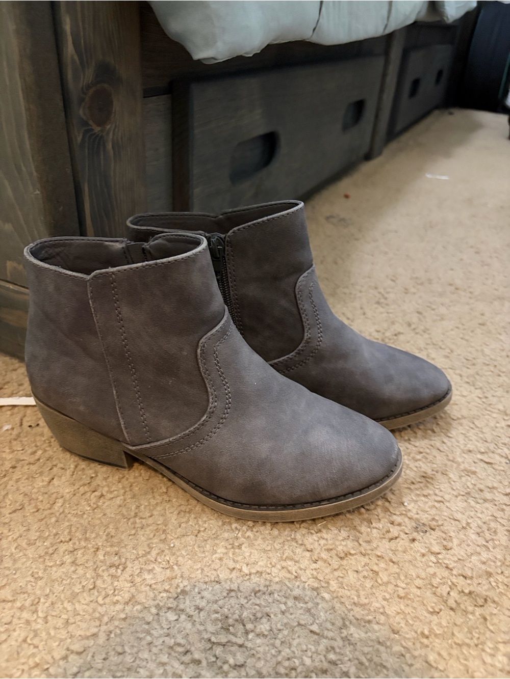 Maurices Gray Faux Suede Ankle Booties